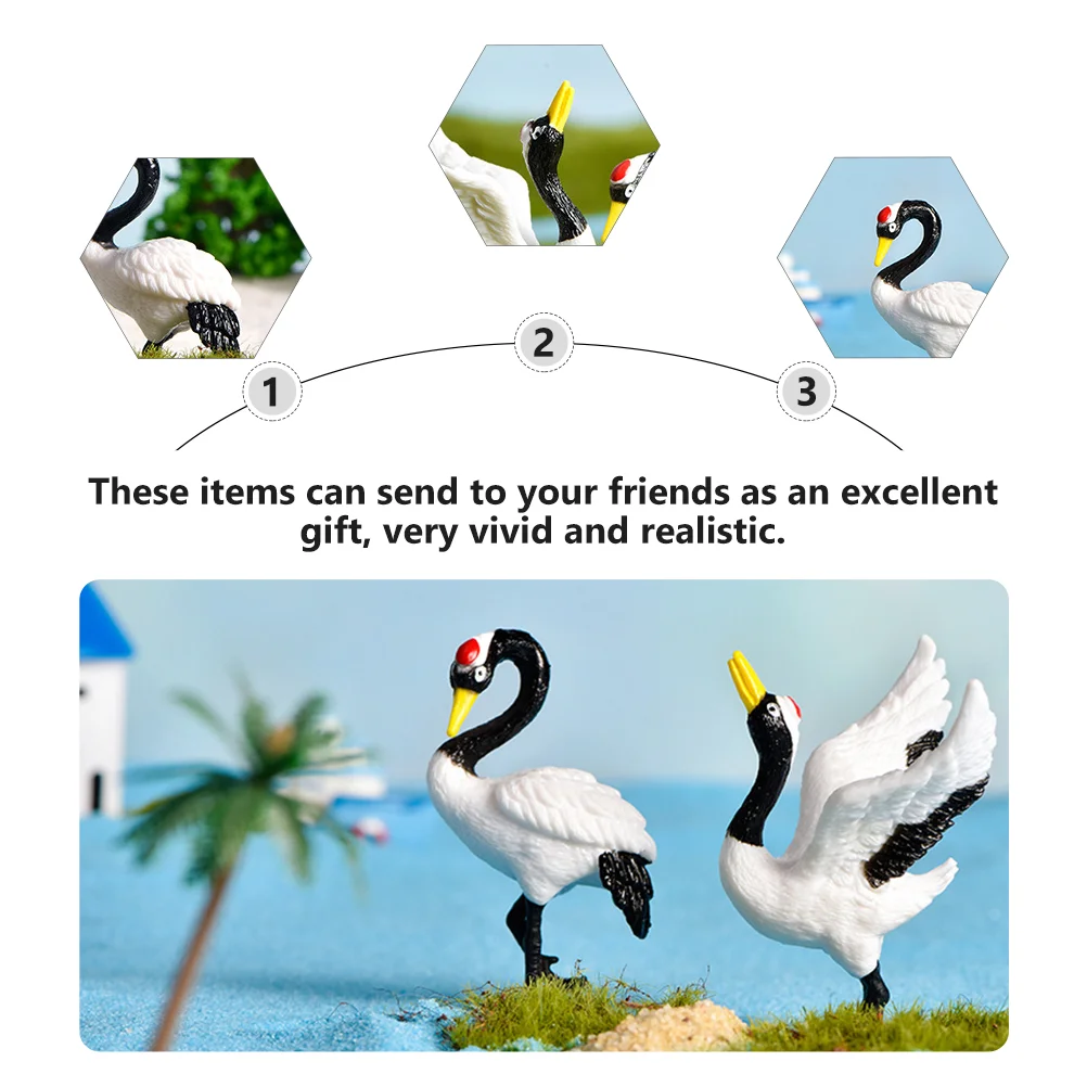 3 PCS Simulated Red-crowned Crane Decor Micro Landscape Landscaping Miniature Crafts Plastic Vivid Decors Bonsai Adornment