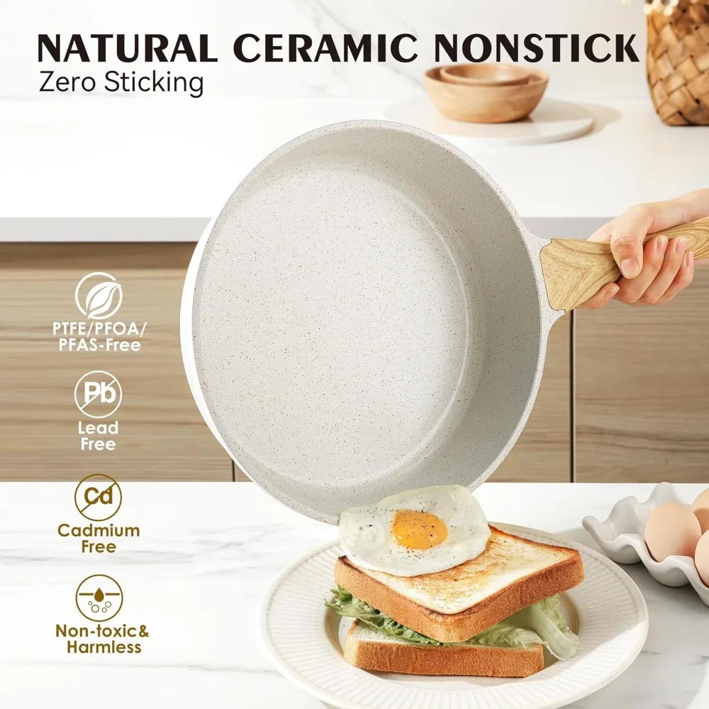 

Nonstick Ceramic Saute Pan 12-Inch, Non-toxic Deep Frying Pan Skillet with Lid, Healthy Jumbo Cooker, Stay Cool Handle