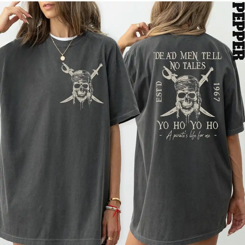 Vintage Pirates Of The Caribbean Dead Men Tell No Tales Shirt Short Sleeve Oversized Bookish Shirt Y2K Unisex Top Streetwear