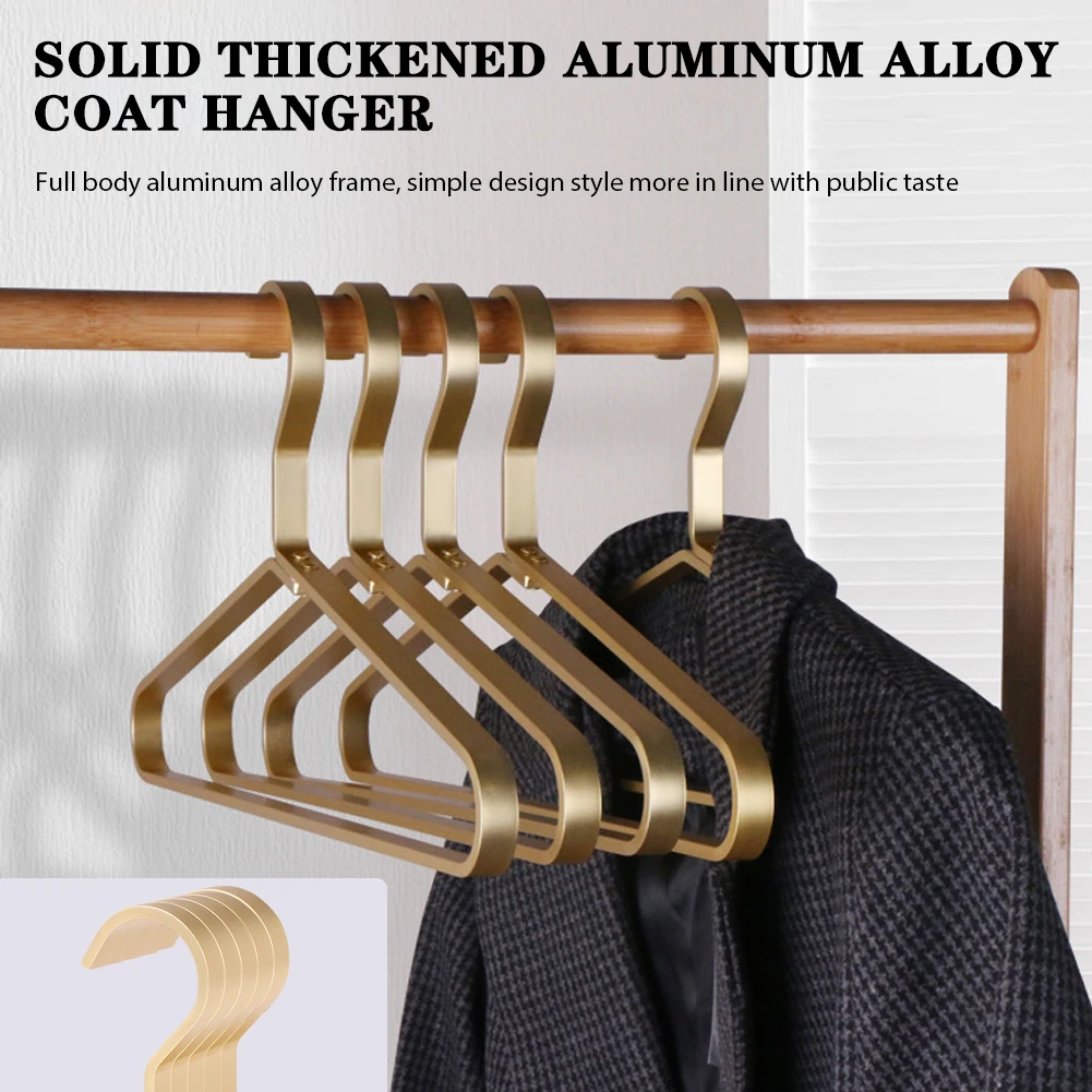 5PCS Aluminum Alloy Clothes Rack Hanging Clothes Rack Home Drying Rack Jacket Coat Hanger Thick Clothes Storage Racks