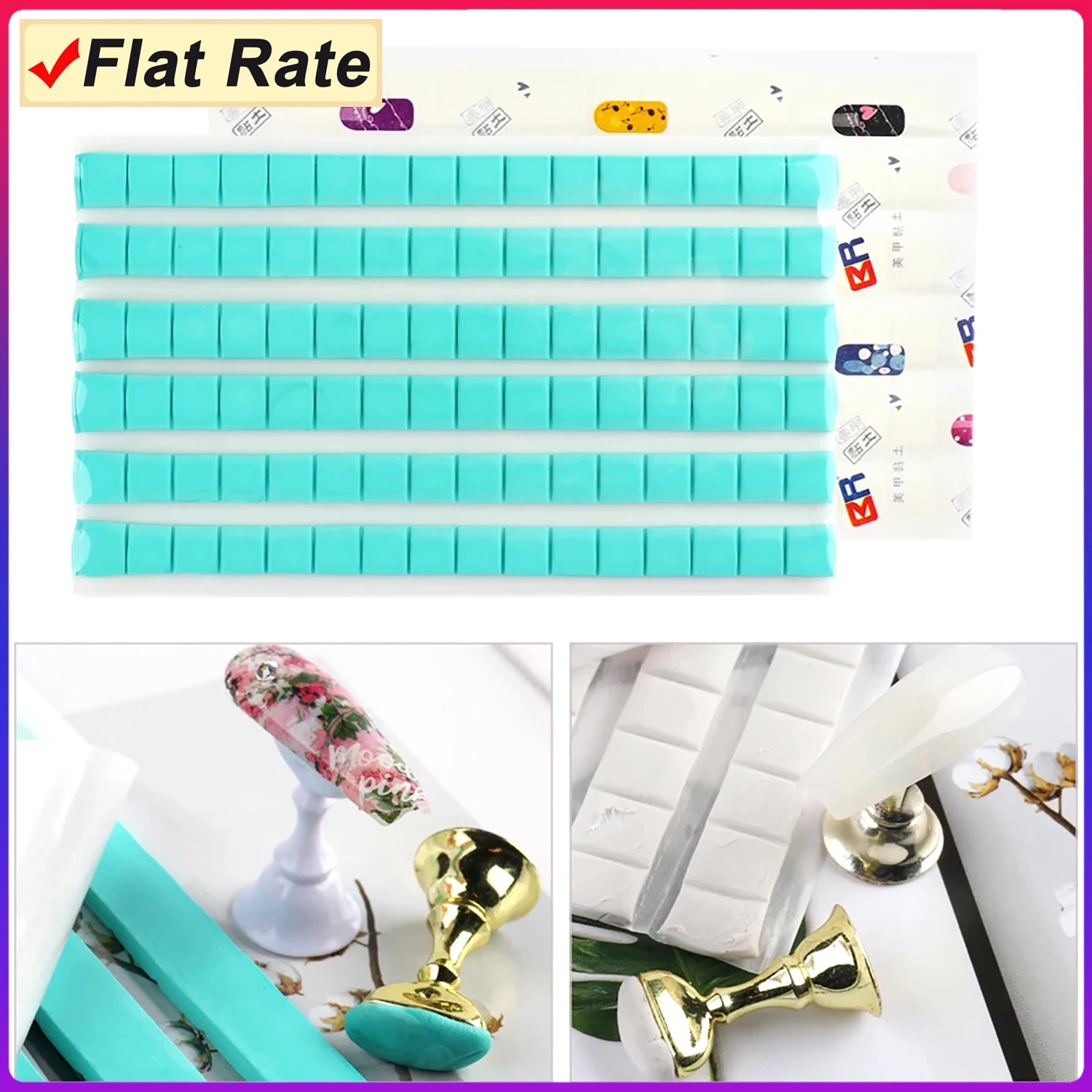 1 Pack 96pcs Nail Adhesive Glue White Nail Tip Removable Holder Display Stand Clay For Flase Nails Manicure Clay Practice Tools