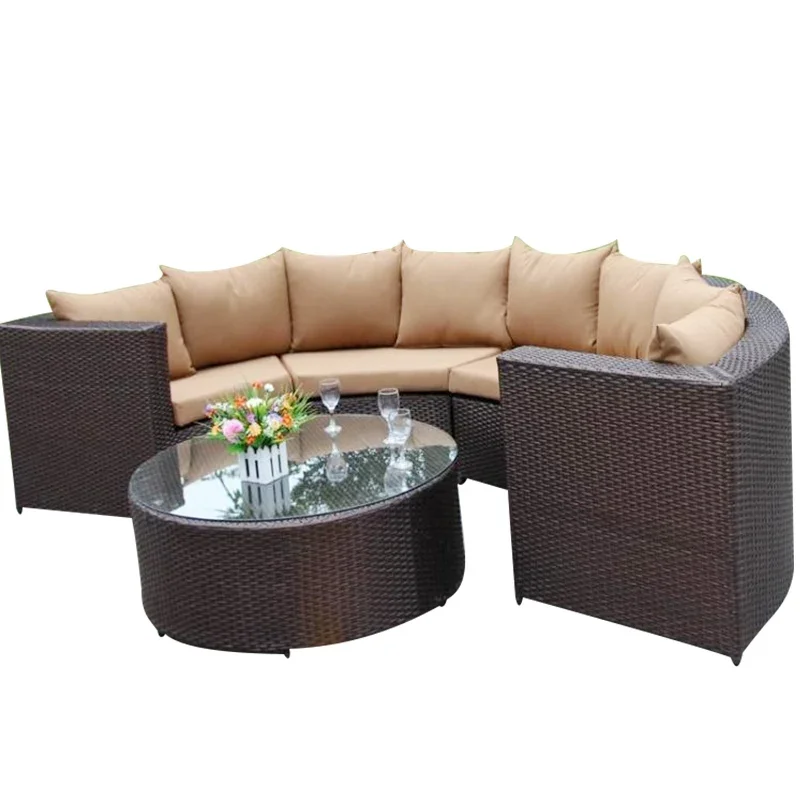 Circular arc semi circular rattan sofa combination imitation rattan sofa rattan woven sofa rattan sofa