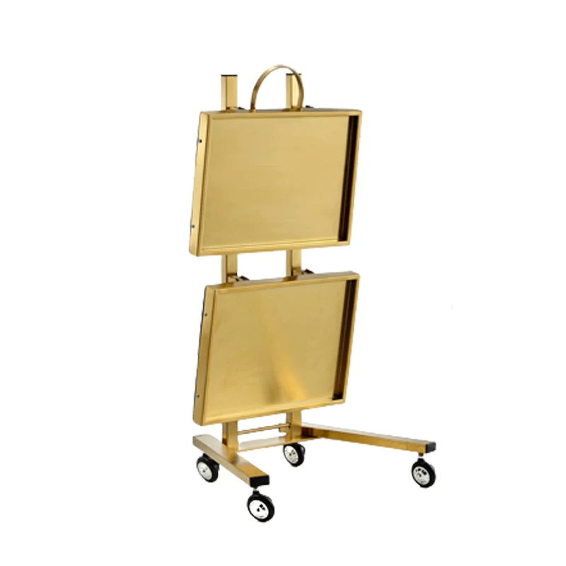 Stainless Steel Auxiliary Car With Wheels Beauty Salon Dyeing Trolley Cart Folding Car Barber Shop Special Net Red Tool Car