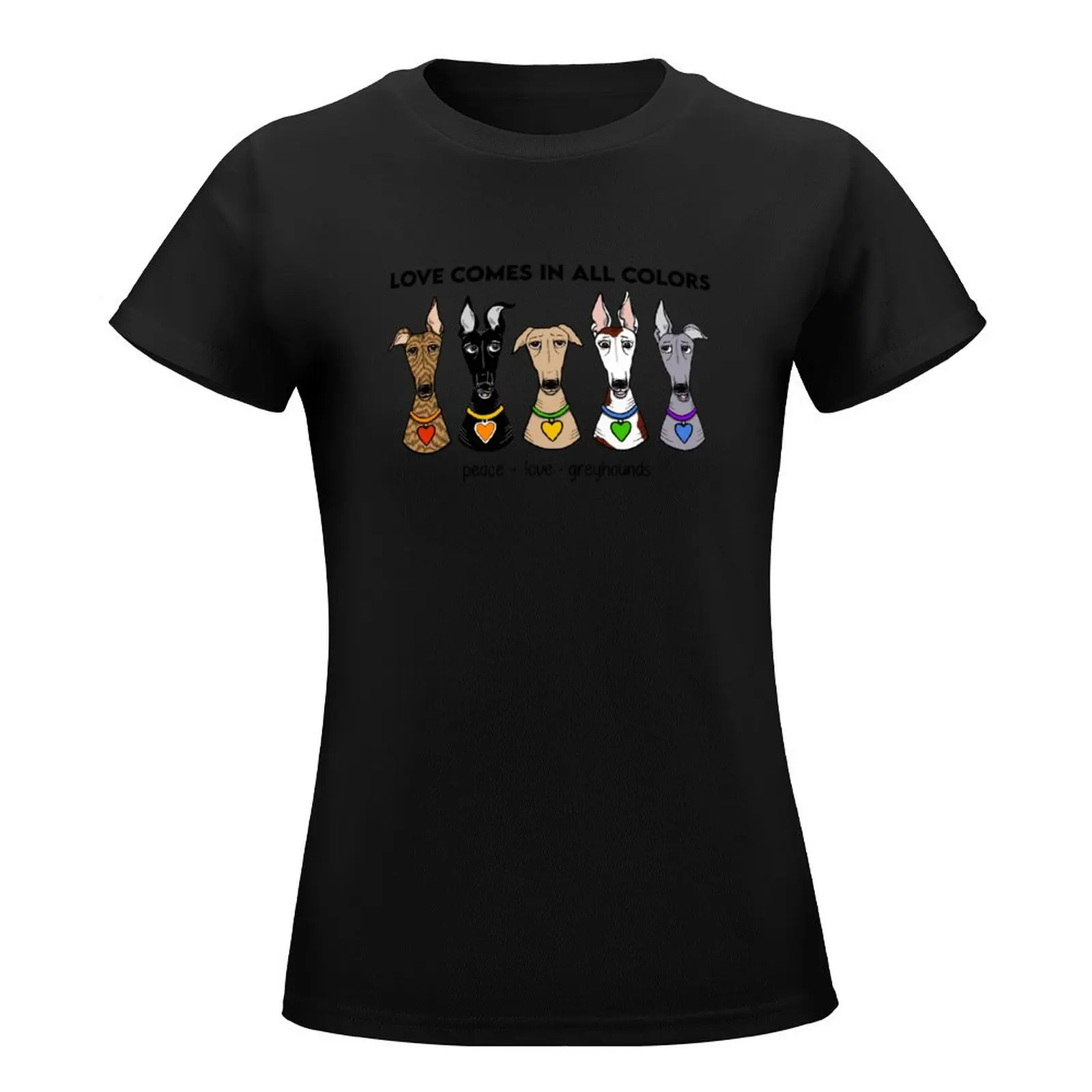 Peace, love, greyhounds T-Shirt oversized lady clothes tops funny workout t shirts for Women