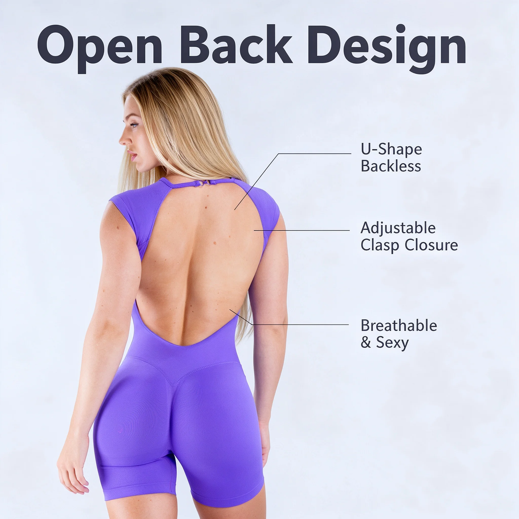 Stown Seamless Backless Bodysuit Butt Lifting Yoga Outfit for Gym Workout Outdoor Running Cycling Activewear