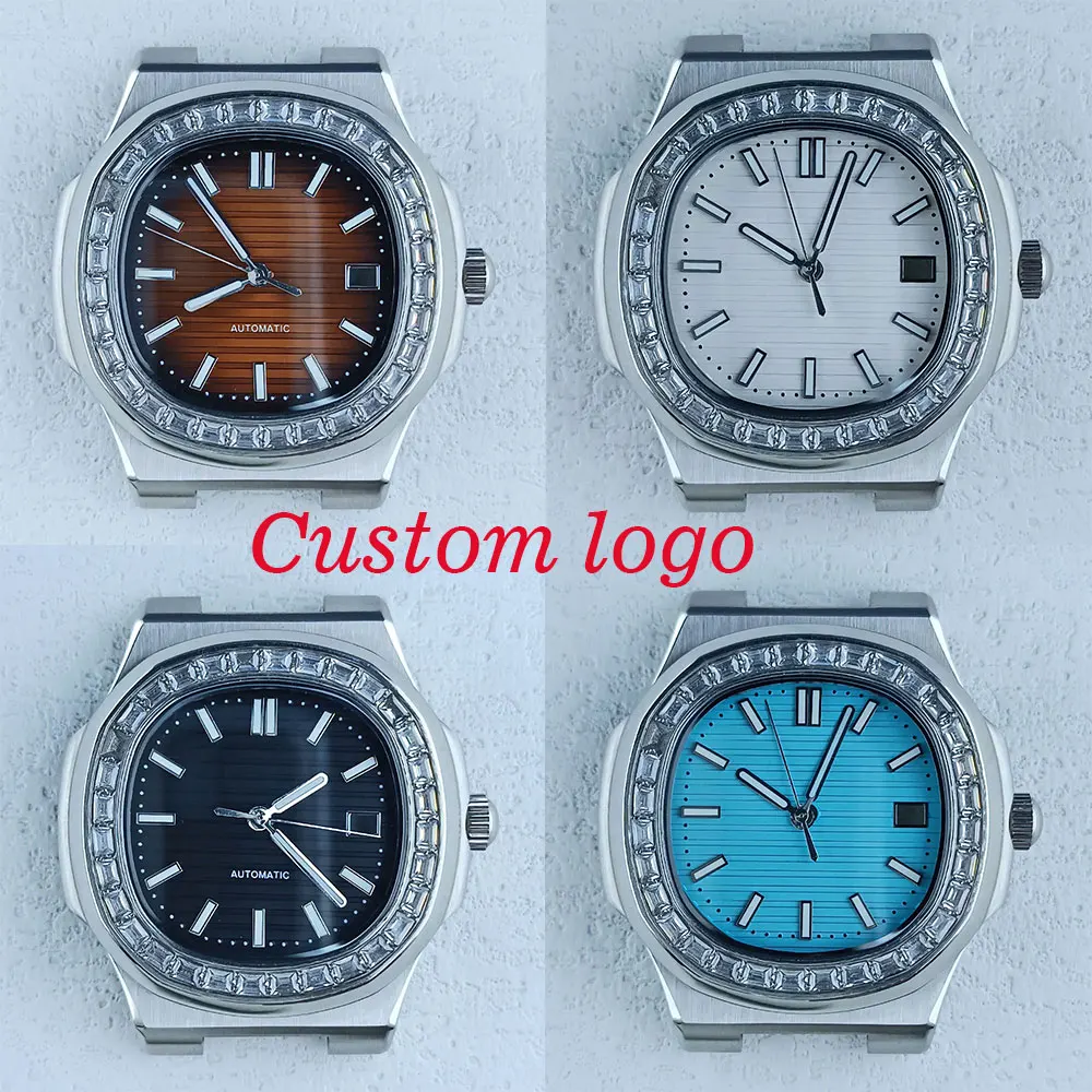 43mm Silver watch case suitable for NH series 35 movement mounting 316L stainless steel sapphire glass 10bar waterproof