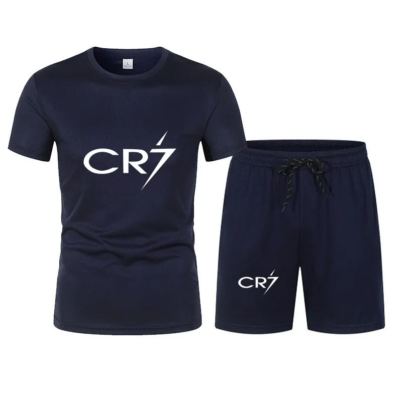 Mens Sets 2024 Summer Suit CR7 T Shirts and Shorts Fashion Football Basketball Jogging Fitness Gym Outfit Clothes Short Set Men