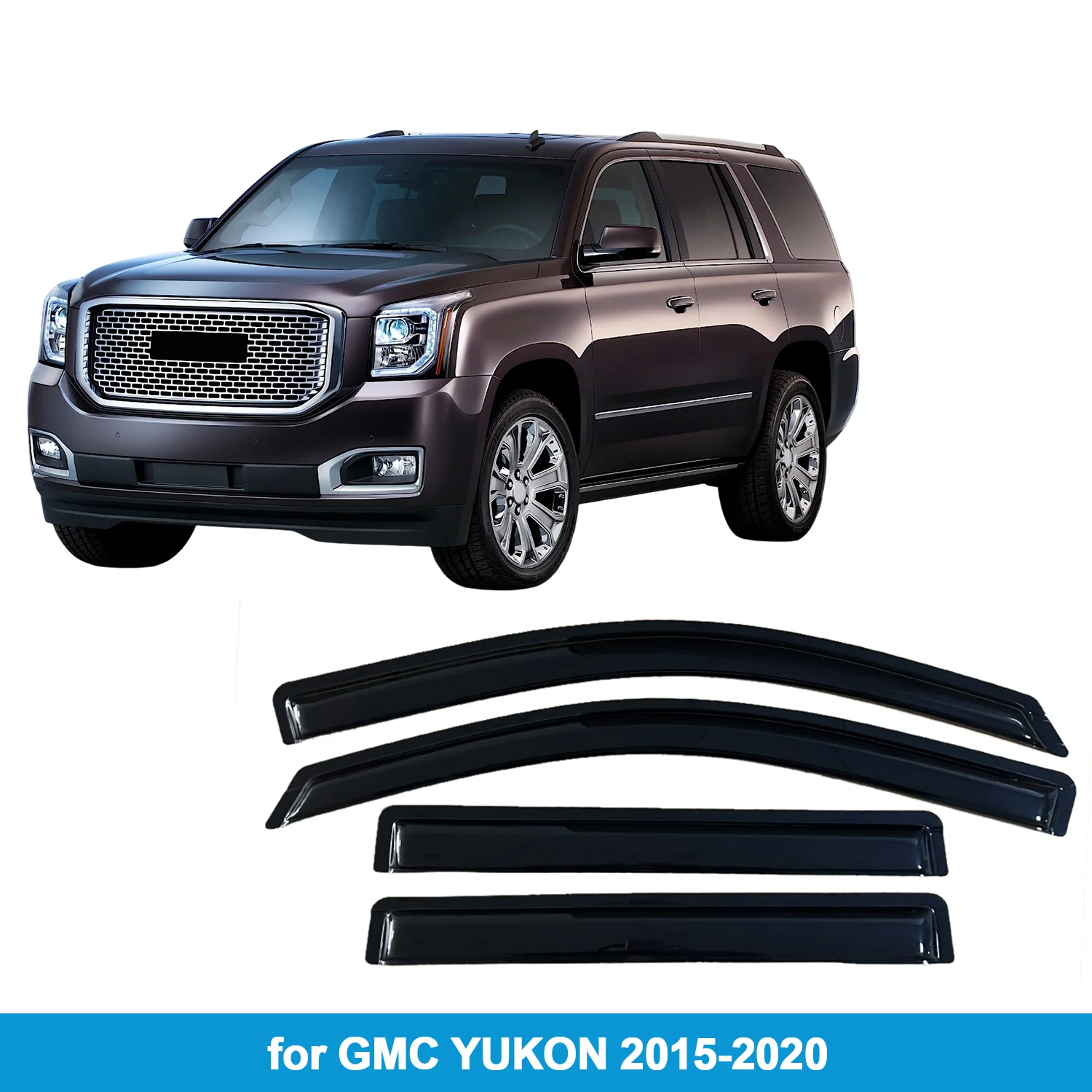 

Window Visor for GMC YUKON 2015-2020 Rain Guard Side Vent Deflector Weathershield Outside-Mount Tape On