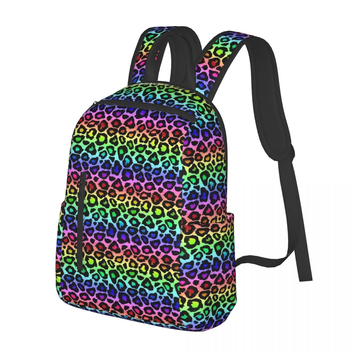 

Colofrul Rainbow Leopard Print Animal Skin Cheetah Student Backpack School Bag Hiking Travel Daypack Bookbag Shoulder Bags