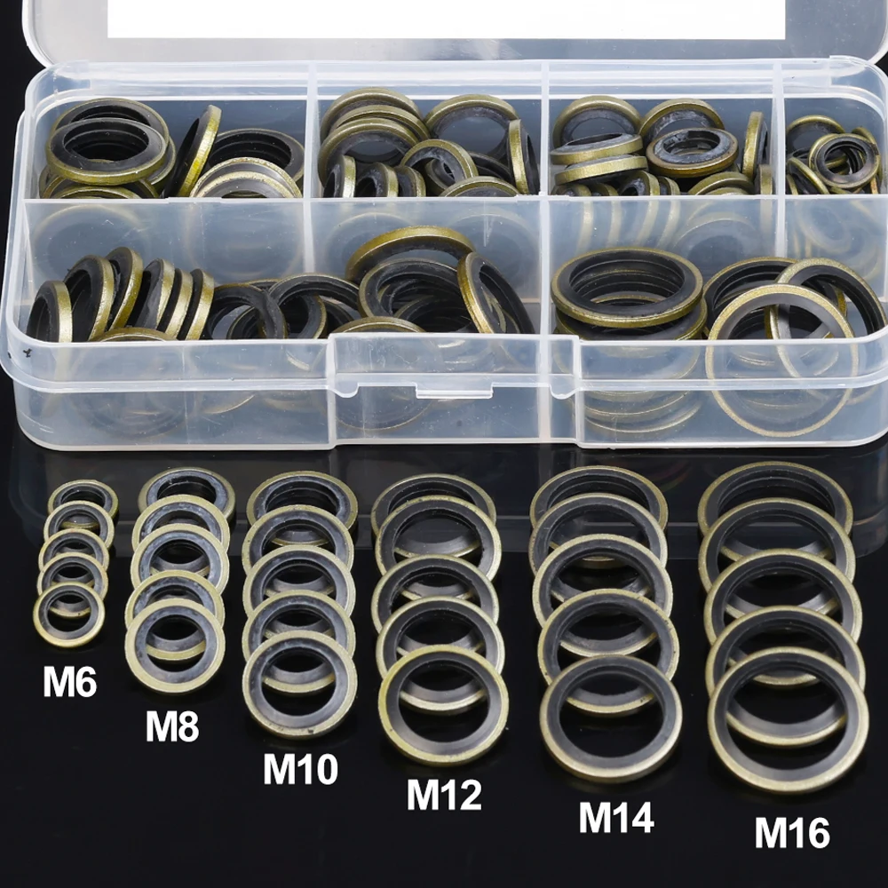 M6-M16 Sump Plug Gasket Car Oil Drain Screw Combined Sealing Washer Bonded Seal Gasket Oil Resistant O Ring Combination Gasket