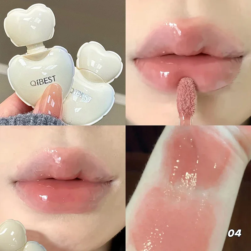 Qibest geléia lipgloss batom hidratante espelho de longa duração brilho labial concurso estudante coreano cosméticos lábio esmalte mancha maquiagem