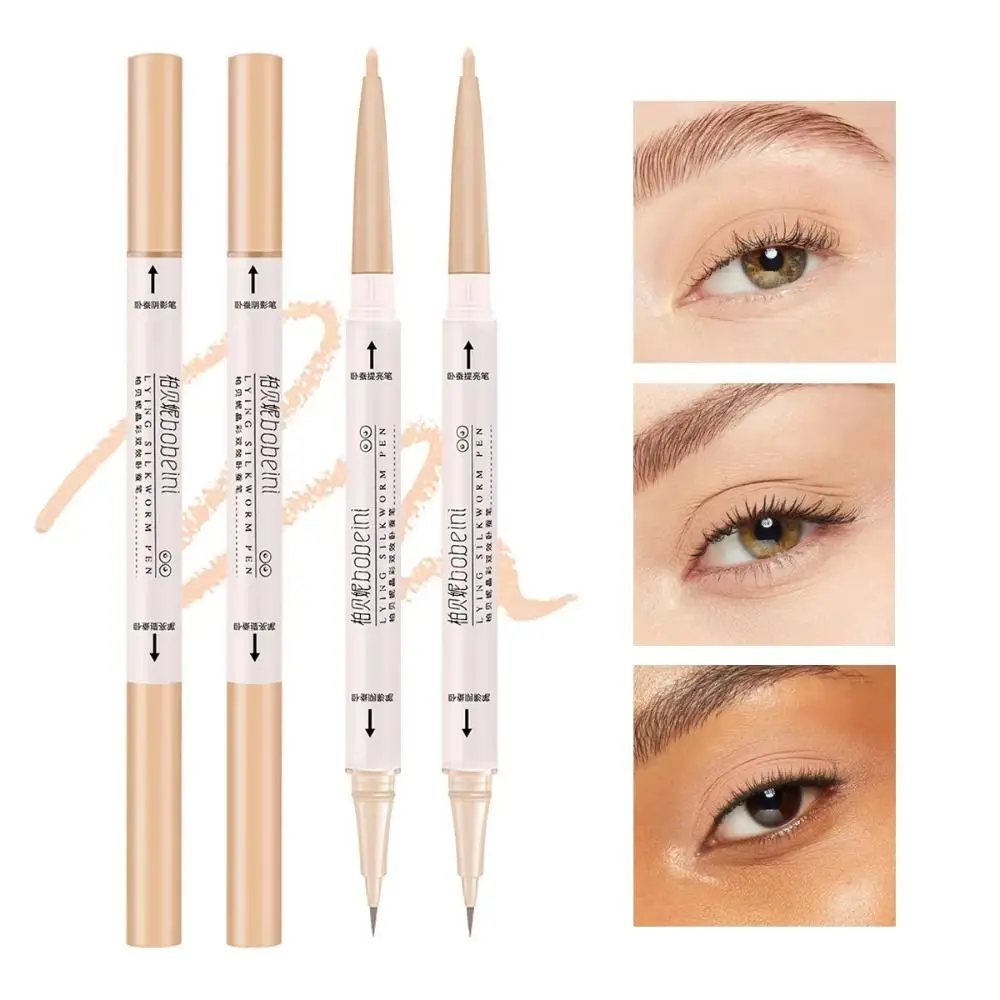 진주빛 글리터 아이섀도우 펜 더블 엔디드 브라이트닝 라이잉 실크웜 펜슬 방수 샤이니 아이 브라이트너 스틱