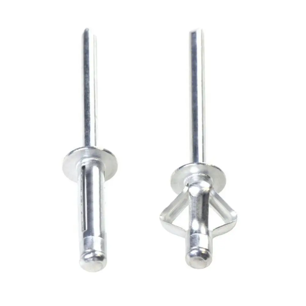 50pcs Durable 3.2mm 4.0mm 4.8mm Folding Blind Rivet Tri-fold Silver Aluminum Alloy Rivet Round Head Tri Grip Rivets