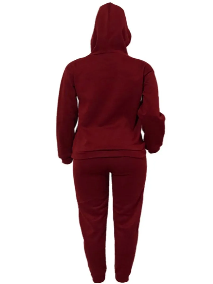 LW Plus Size Two Piece Sets Money Letter Print Kangaroo Pocket Tracksuit Set Women\'s Tracksuit Casual Hooded Sport Suits