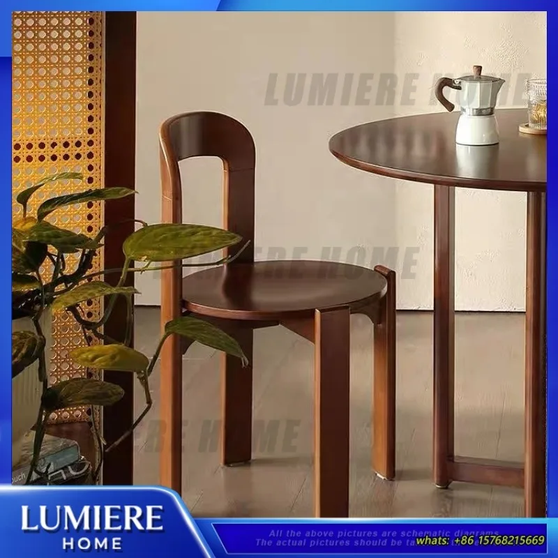 Vintage Style Stackable Dining Chair for Cafe Restaurant Home Use Solid Wood Retro Chinese Design Furniture