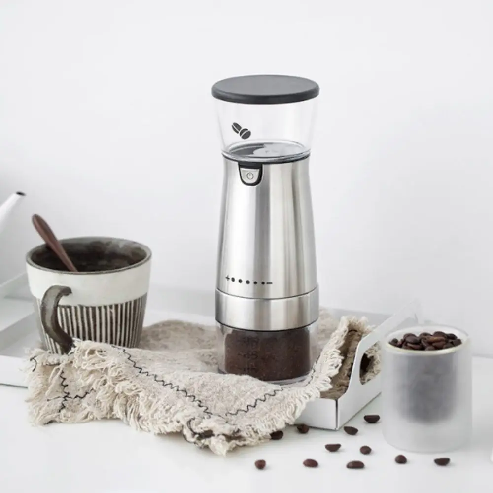 USB Rechargeable Portable Electric Coffee Grinder Automatic Adjustable Burr Electric Coffee Bean Mill Long Battery Life