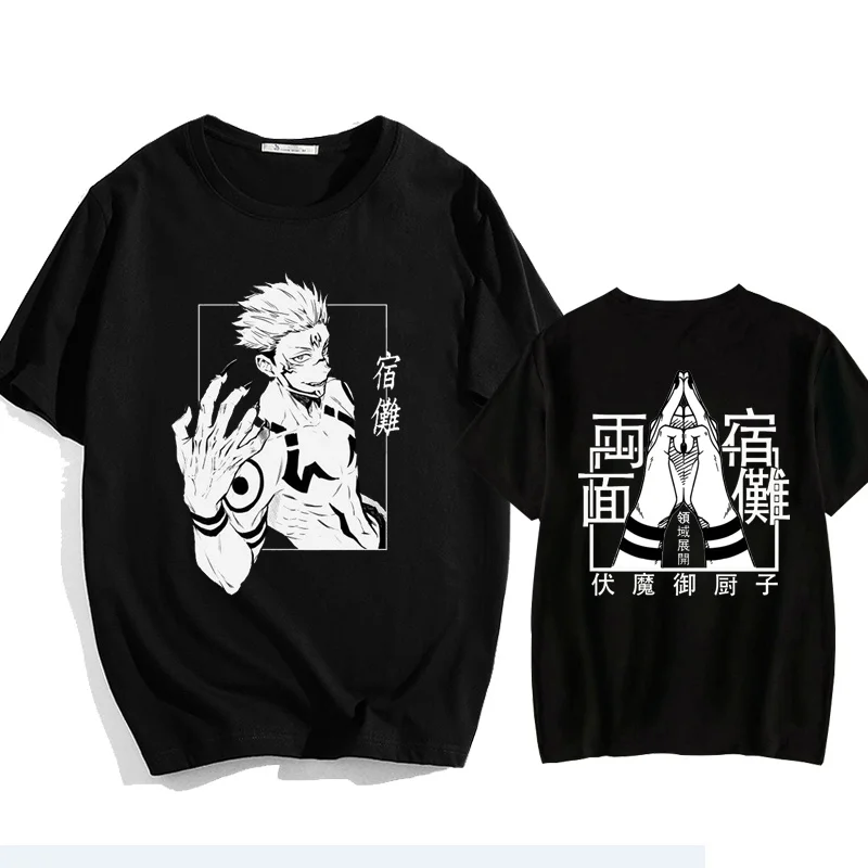 Fashion Jujutsu Kaisen Satoru Gojo Anime Printed Lady O-Neck Short Sleeve Mens Women's T Shirt Black White Short Sleeve 2025