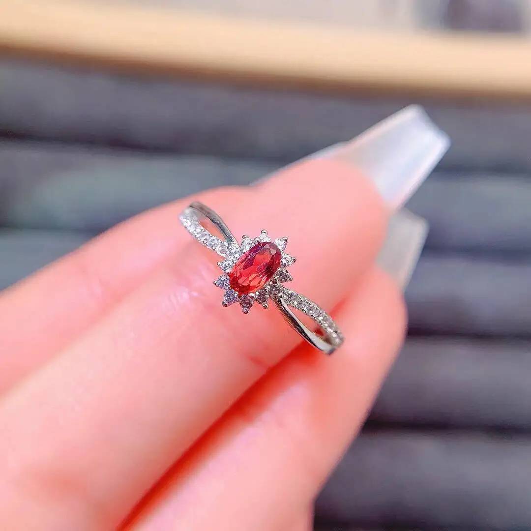 

KJJEAXCMY New Jewelry Natural Women's Garnet Ring 925 silver inlay Colorful and splendid High clarity supports detection