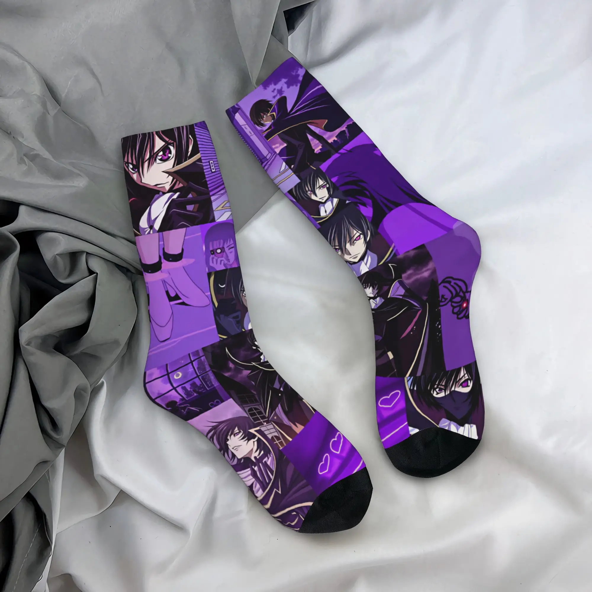 Kawaii Mens Code Geass Lelouch of the Rebellion Dress Socks Unisex Warm Comfortable 3D Print Anime Crew Socks