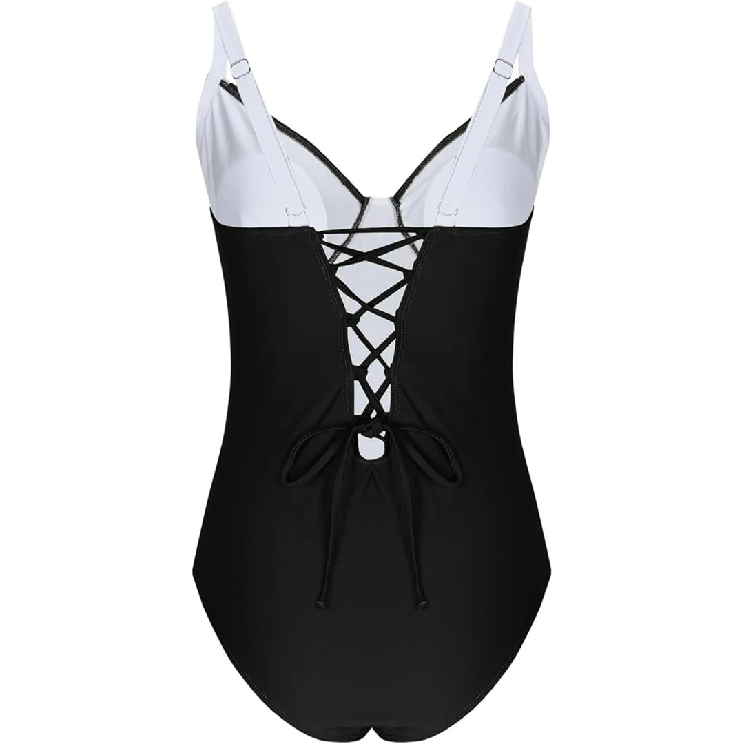 S - XL, 7 Farben, einteiliger Badeanzug mit Schnürung und Spitze, Damen-Badebekleidung, hoch geschnittene Beine, rückenfreier Badeanzug, Badeanzug, Modell V6952. – Detail 33