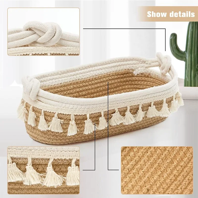 Nordic Cotton Rope Woven Storage Baskets Organize Boxs Desktop Sundries Organize Basket Sundries Key Cosmetics Storage