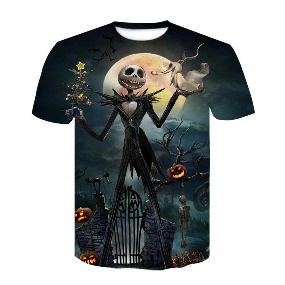 Nightmare Before Christmas Men's T-shirt Jack Boys Girls T-shirt 3D Printed Short Sleeve Disney Men's T-shirt New Men's Clothing