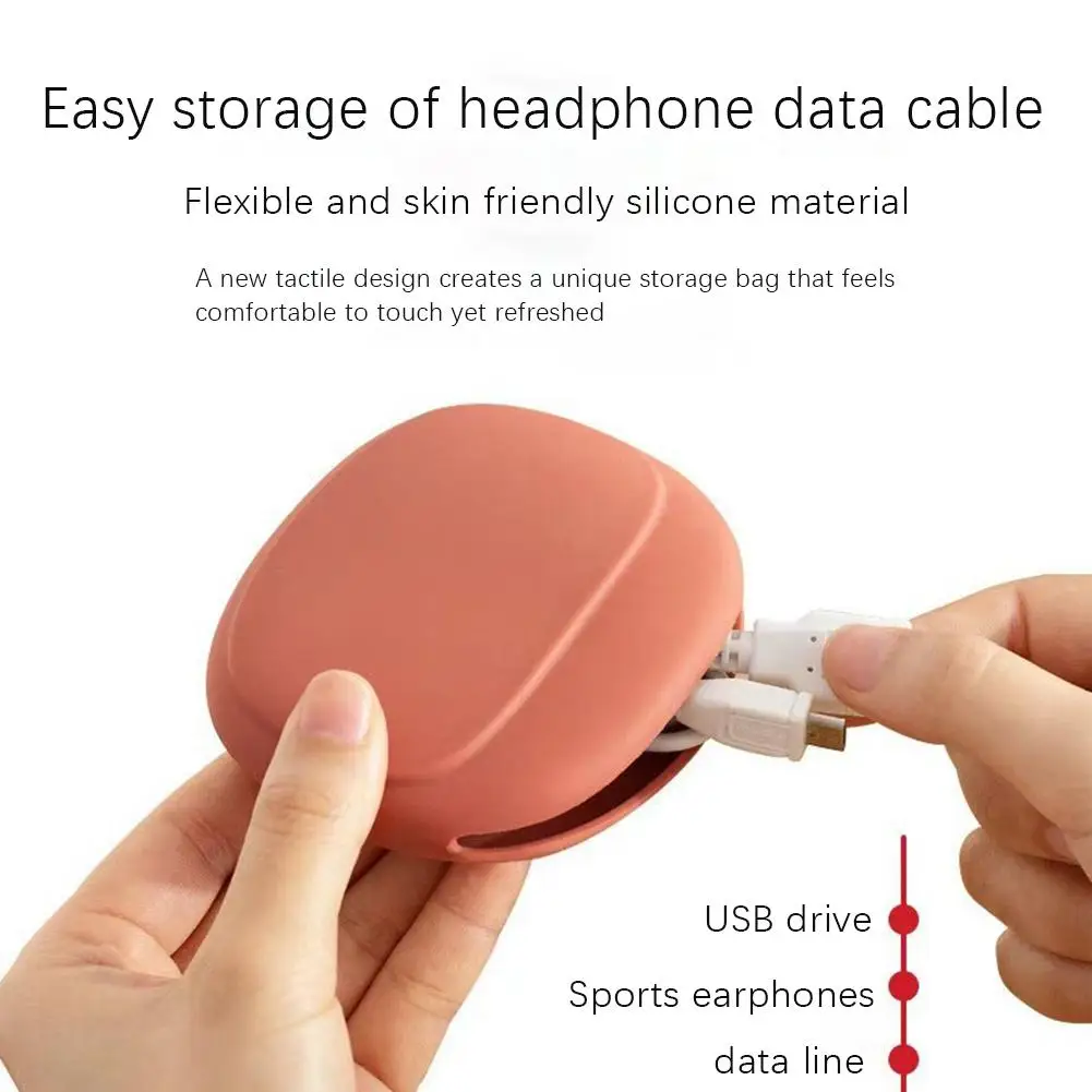Silicone Storage Bag for Data Cable & Wired Earphone Headphone Organizer Portable Storage Carrying Case Soft Mini Key Box