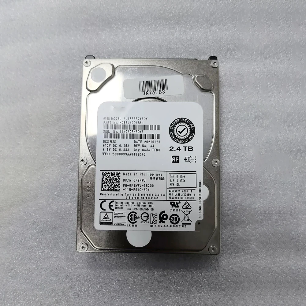 

2,5-дюймовый серверный жесткий диск 2,4T SAS 10K 0F9NWJ AL15SEB24EQY