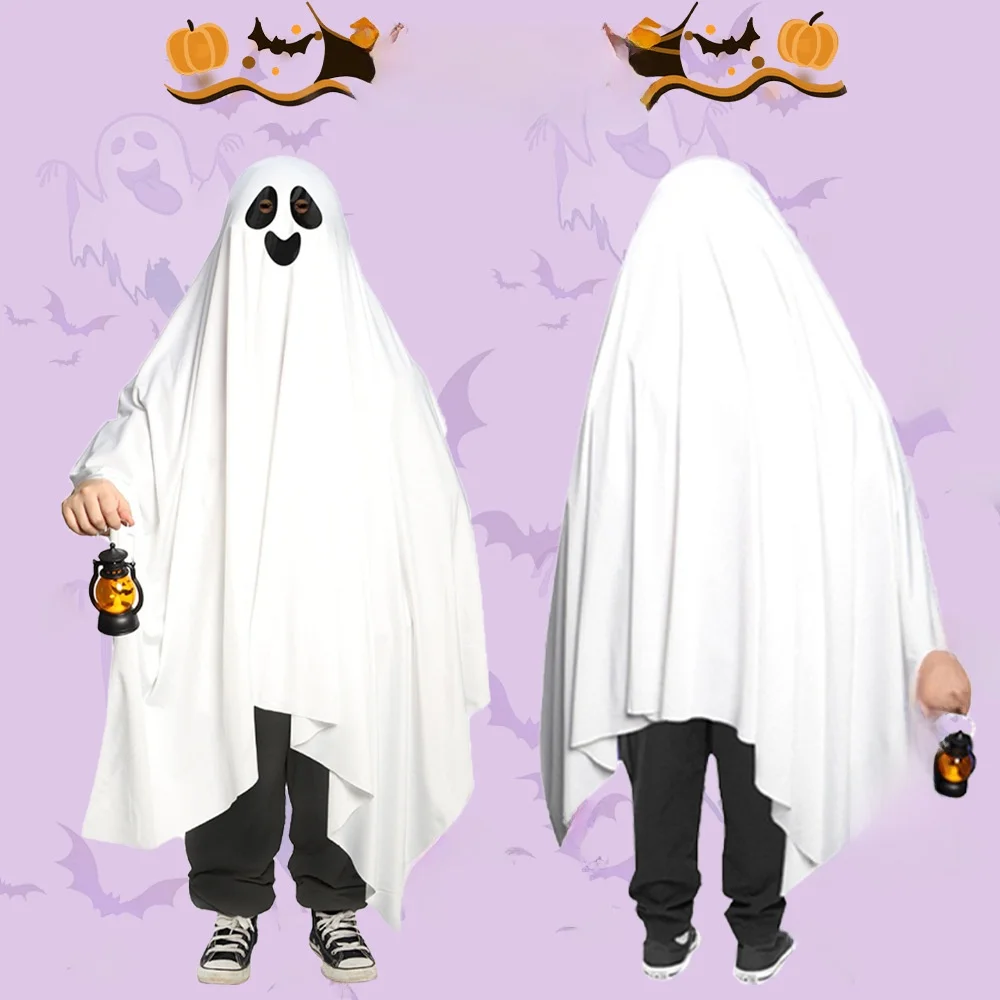 

Хэллоуин Белый Улыбающийся Призрачный Халат Tri Or Treat Little Devil Косплей Сценический Костюм Футболка-Ацетатное Волокно 00%