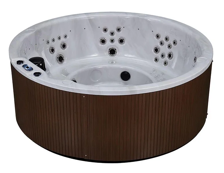 &c Whirlpool Acrylic Outdoor Round Four Person Spa Tub with Balboa Control Thermostat Freestanding Design for Hotel Use