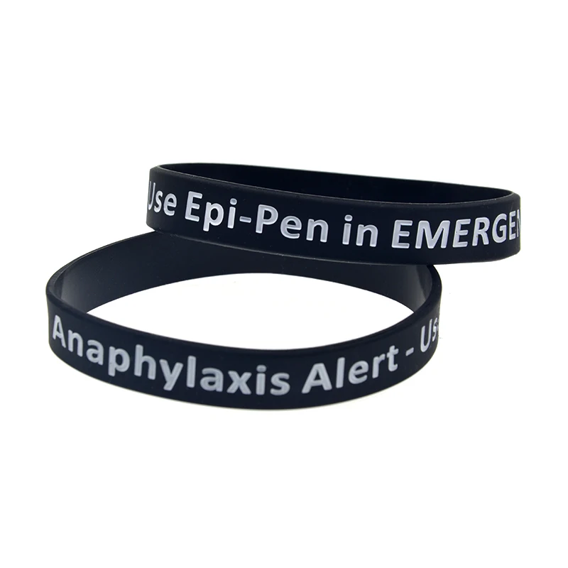 1PC/5PCS Anaphylaxis Alert Silicone Rubber Wristband Medical Bangle Adult Size