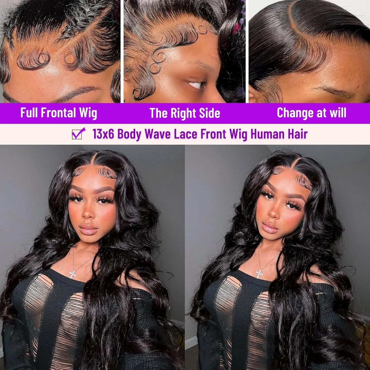 30 Inch 13x6 Lace Front Wigs Human Hair 200 Density Body Wave HD Lace Front Wigs Human Hair Brazilian Virgin Human Hair Wig