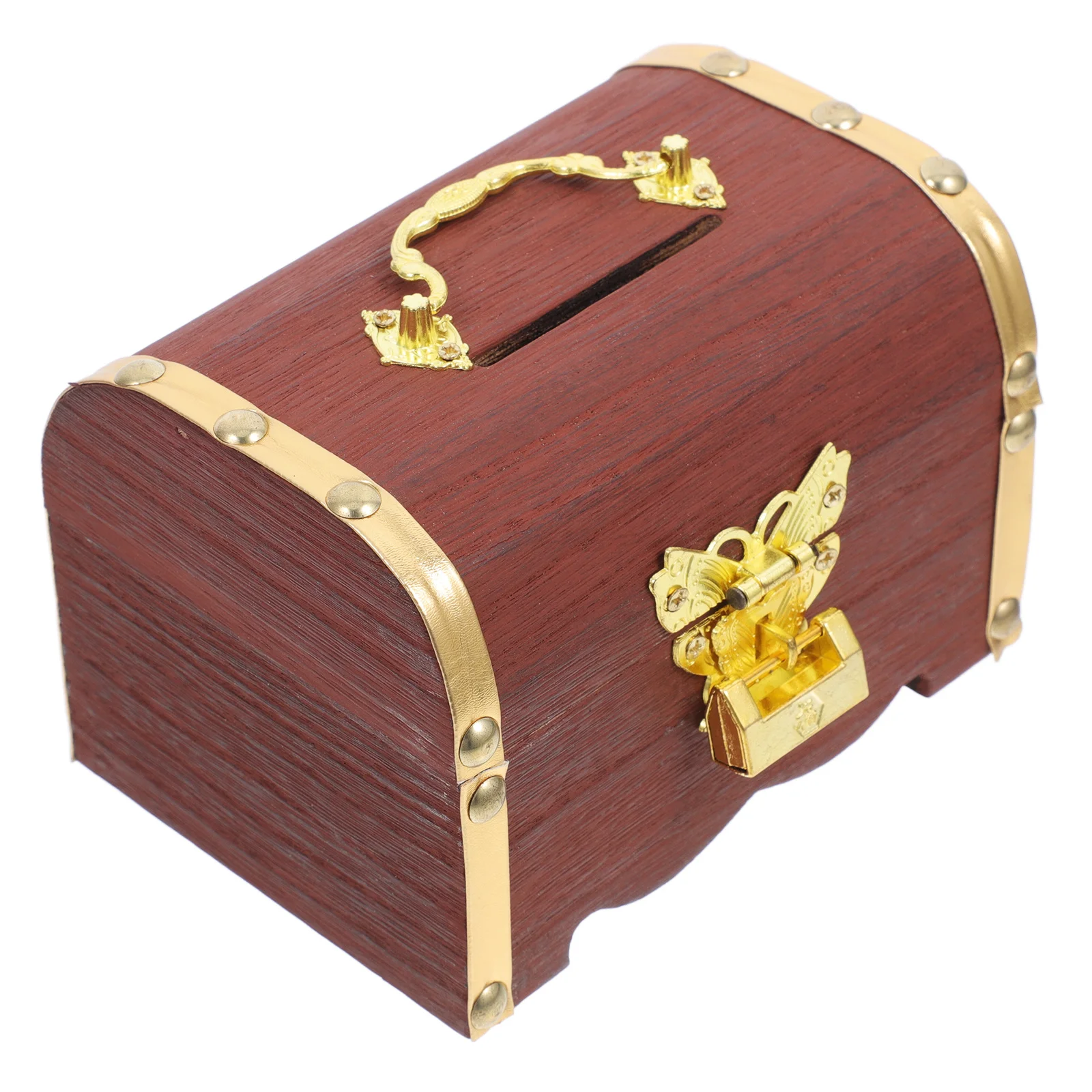

Premium Wooden Vintage Coin Bank Decorative Money Case Multi-Function Piggy Bank Secure Lock Desktop Storage Box for Kids Teens