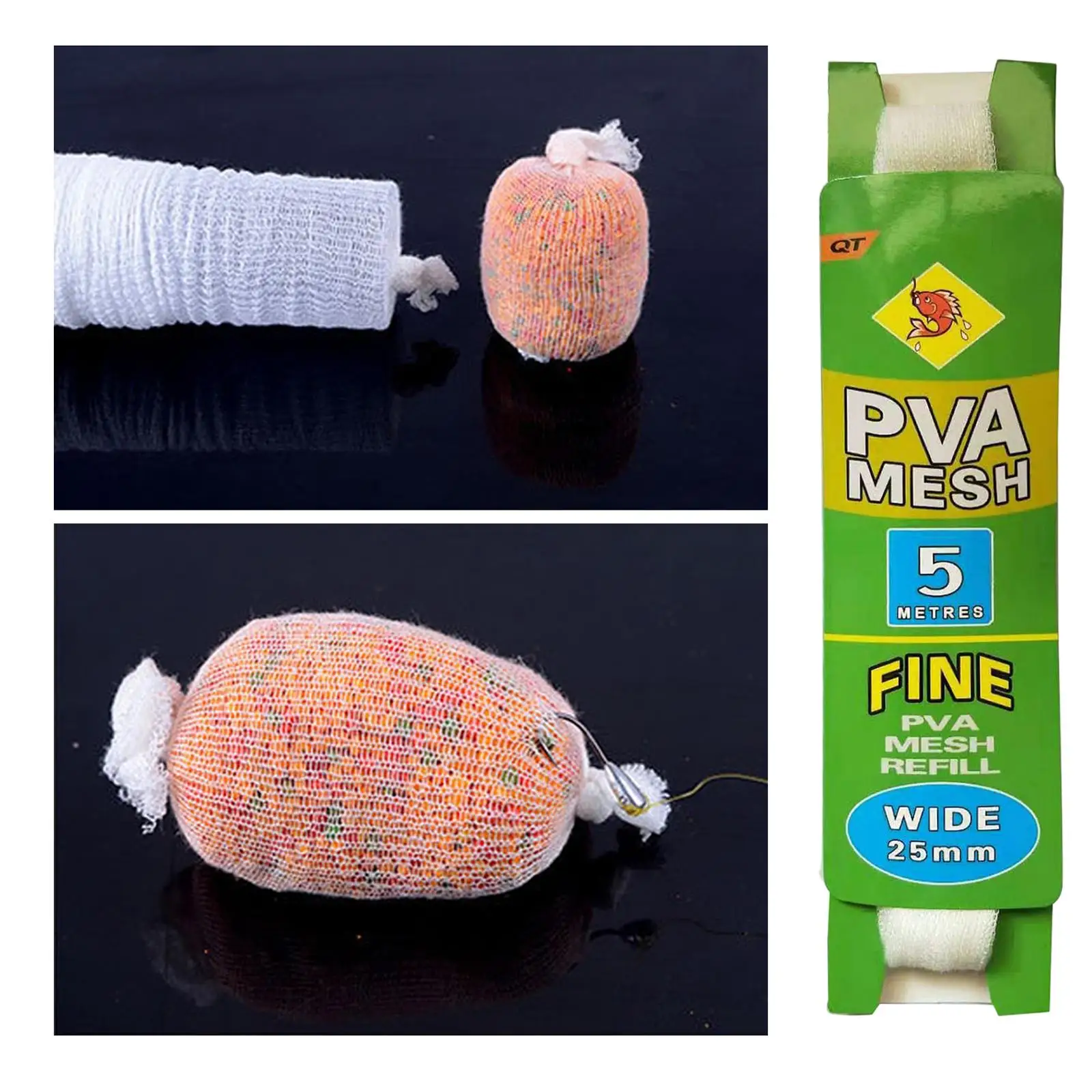 25/37mm Wide Water Soluble Fishing Mesh PVA Refill Carp Fishing Stocking Boilie Rig Wrap Bag