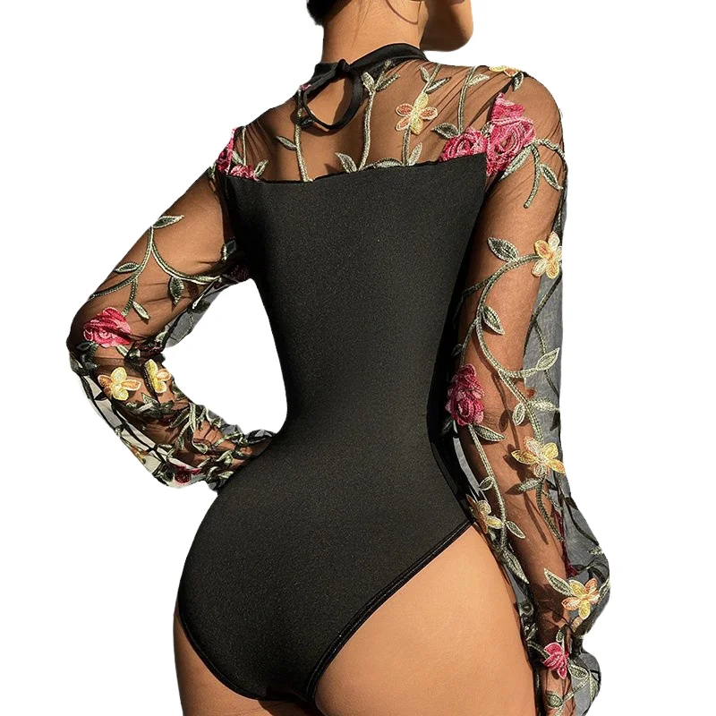 Ricamato Me Bubble Sve Abito lungo sexy svasato trasparente per donna Pantaloni a vita alta Fibra di poliestere