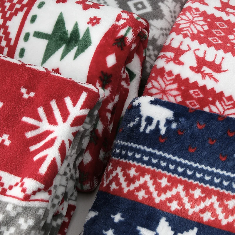 ผ้ากำมะหยี่พิมพ์ลายคริสต์มาสสองด้านขนาด 160x50 ซม. เหมาะสำหรับชุดนอน เสื้อผ้า ตุ๊กตา และงานเย็บผ้า DIY