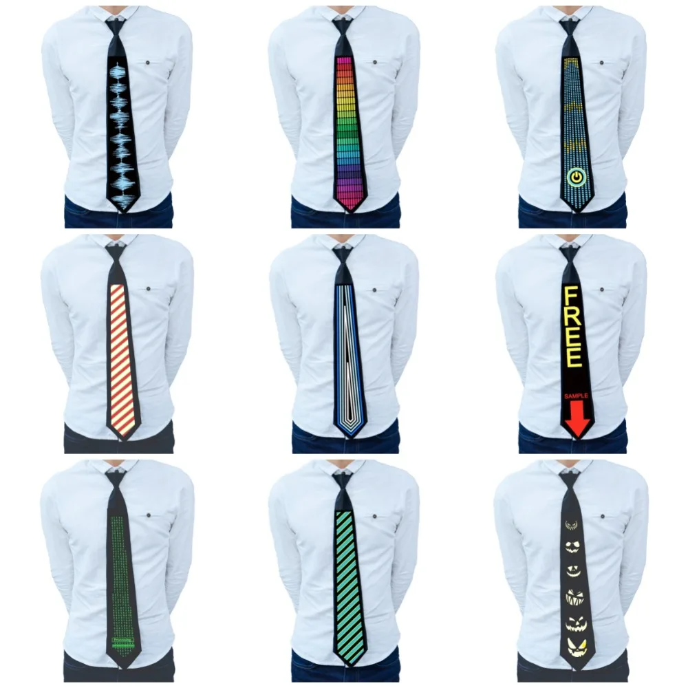 Corbata con luz LED de arcoíris, corbata ajustable con brillo intermitente estrecho para fiesta Rave, corbata luminosa de neón Cyberpunk Hip-hop
