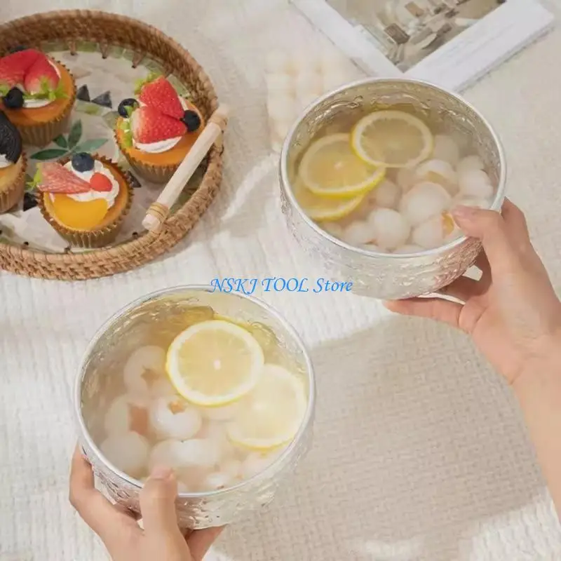 L8RC Thai Silber Zinn Schüssel Design für Bubble Tea Dessert Salate und kalte Gerichte Küchenzubehör