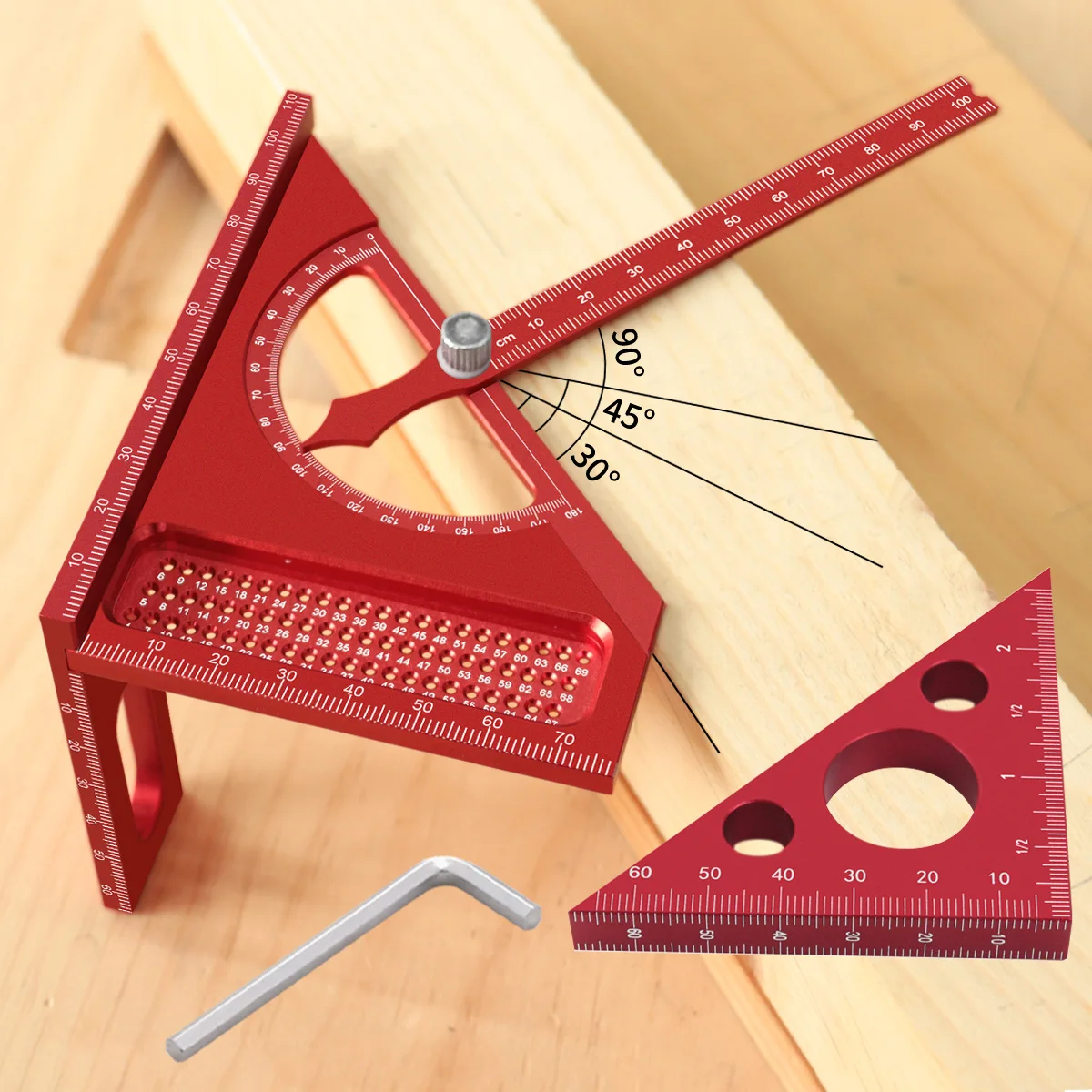 

Woodworking 3D Carpentry Square ProtractorTriangle Ruler Aluminum Alloy Half-Circle Set Square Scribing Ruler Diy Hand Tools