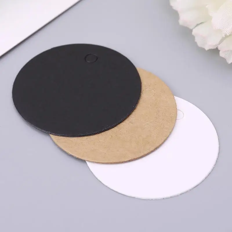 45be 100pcs trống giấy kraft Hang Tags Tiệc cưới Label Label Thẻ quà tặng 4cm