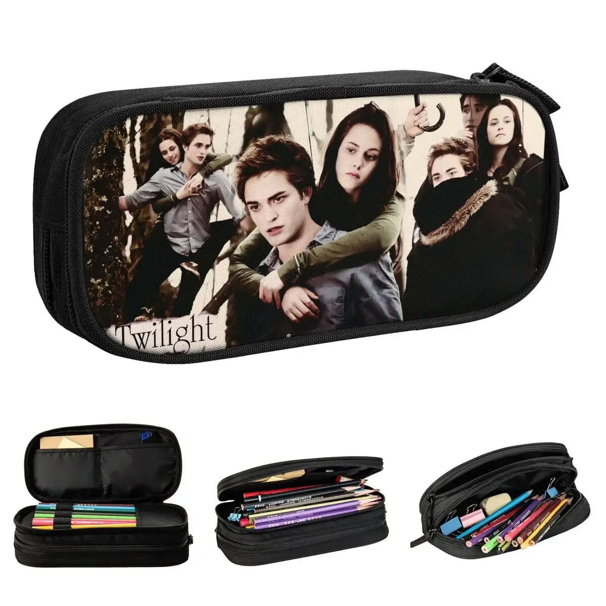 

The Twilight Saga Vintage Pencil Cases Edward Bella Pencil Pouch Pen Kids Big Capacity Bags School Supplies Zipper Stationery