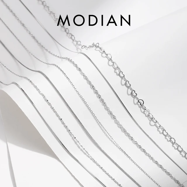 Modian 7 style Classic Basic Chain 925 Sterling Silver Lobster Clasp Regulowany naszyjnik 40+5CM Drobna biżuteria dla kobiet Drobny prezent