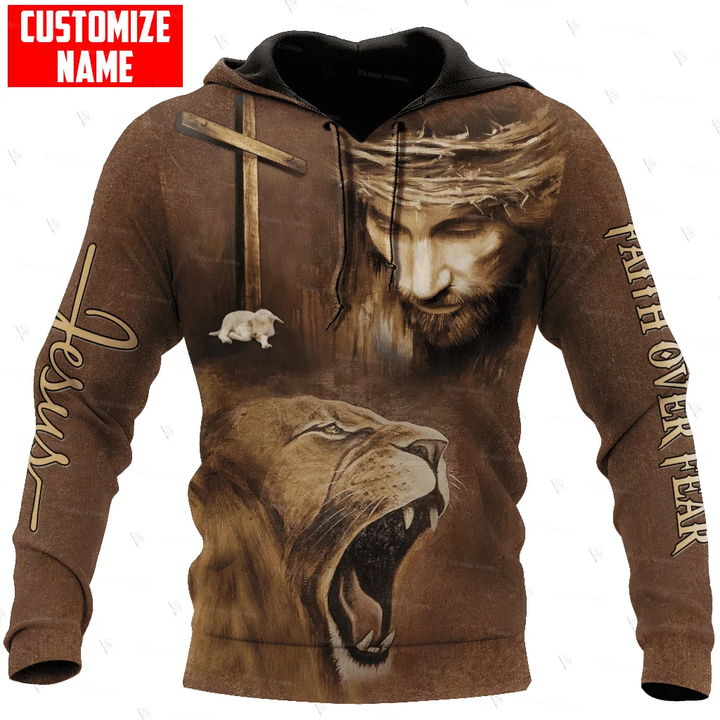 

Custom Name Animal King Lion Jesus Cosplay Tattoo Vintage Retro Unisex 3DPrint Harajuku Pullover Funny Casual Jacket Hoodies X2