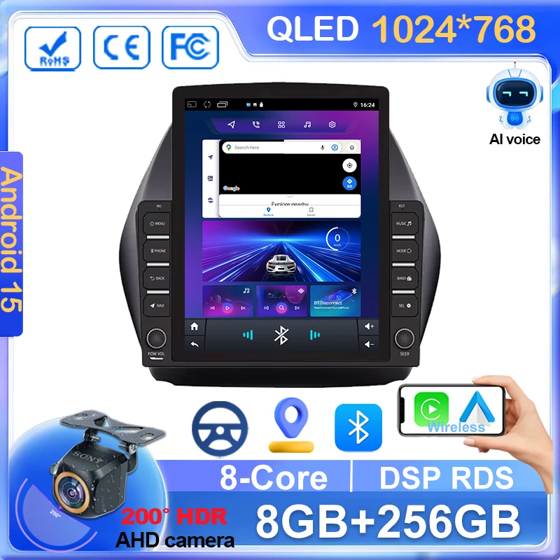 For HYUNDAI TUCSON IX35 2012 2013 2014 2015 8Core 4G WIFI Android 15 Car Multimedia Stereo Car DVD Player Navigation GPS Radio