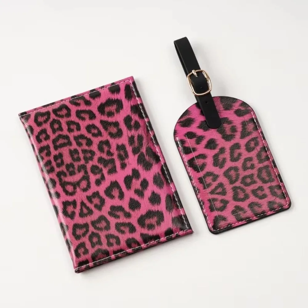 2pcs Leopard Print Passport Cover Protective Cover Unisex Design Passport Wallet Storage Bag PU Leather Travel Document Holder