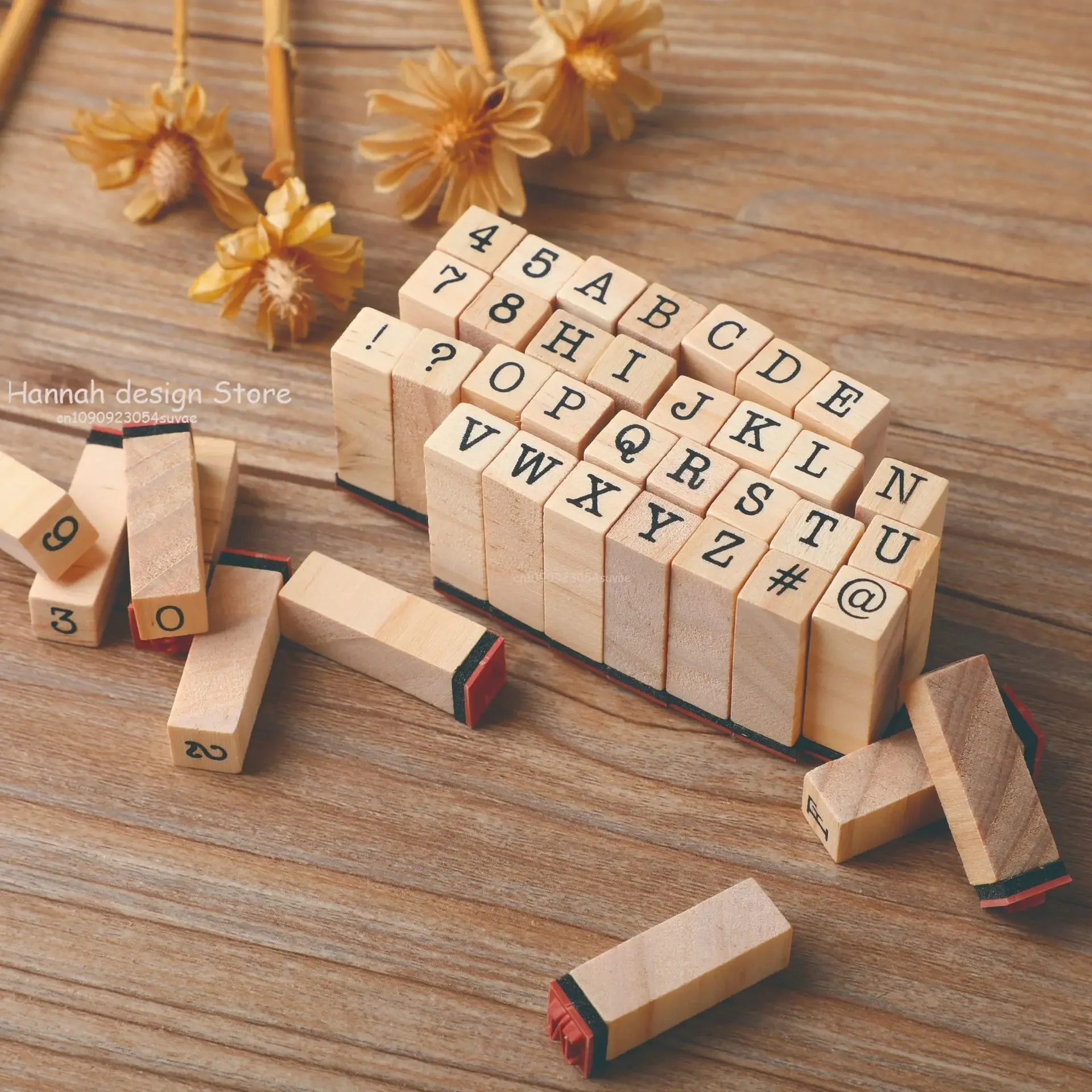 40 stuks alfabet stempels vintage houten rubberen letter nummer symbool stempelset met zwarte inktkussen voor het maken van kaarten planner plakboek