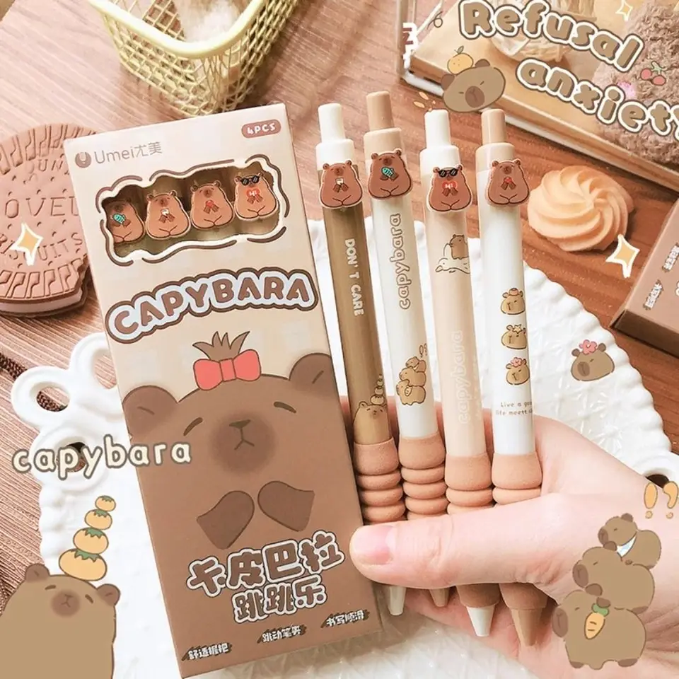 4Pcs Cartoon Leuke Capybara Uitwisbare Gel Pennen Kawaii Sneldrogend Schrijven Gladde Elegante Neutrale Pennen Esthetische Briefpapier 4Pcs Cartoon Leuke Capybara Uitwisbare Gel Pennen Kawaii Sneldrogend Schrijven Gladde Elegante Neutrale Pennen Esthetische Briefpapier