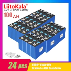 24pcs LiitoKala  3.2V 100Ah Lifepo4 Battery CELL 12V 24V 48V Electric RV Golf Car Outdoor Solar Energy Rechargeable GRADE A NEW