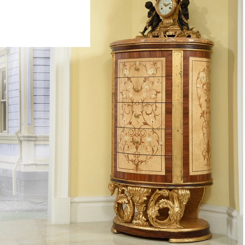 French mahogany carved chest of drawers Bedroom storage multi-chest of drawers Household multi-draw display cabinet