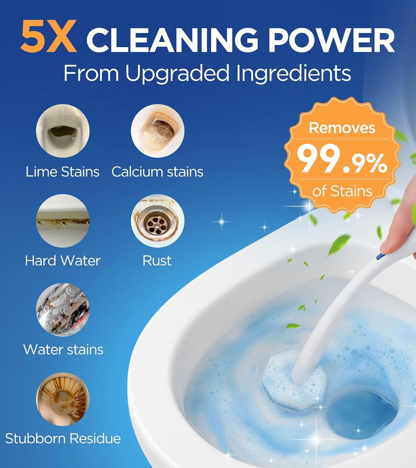 20 Pieces Disposable Toilet Head Replacement, 5X Cleaning Power Special Formula Toilet Cleaner, High-Density, Fresh Fragrance
